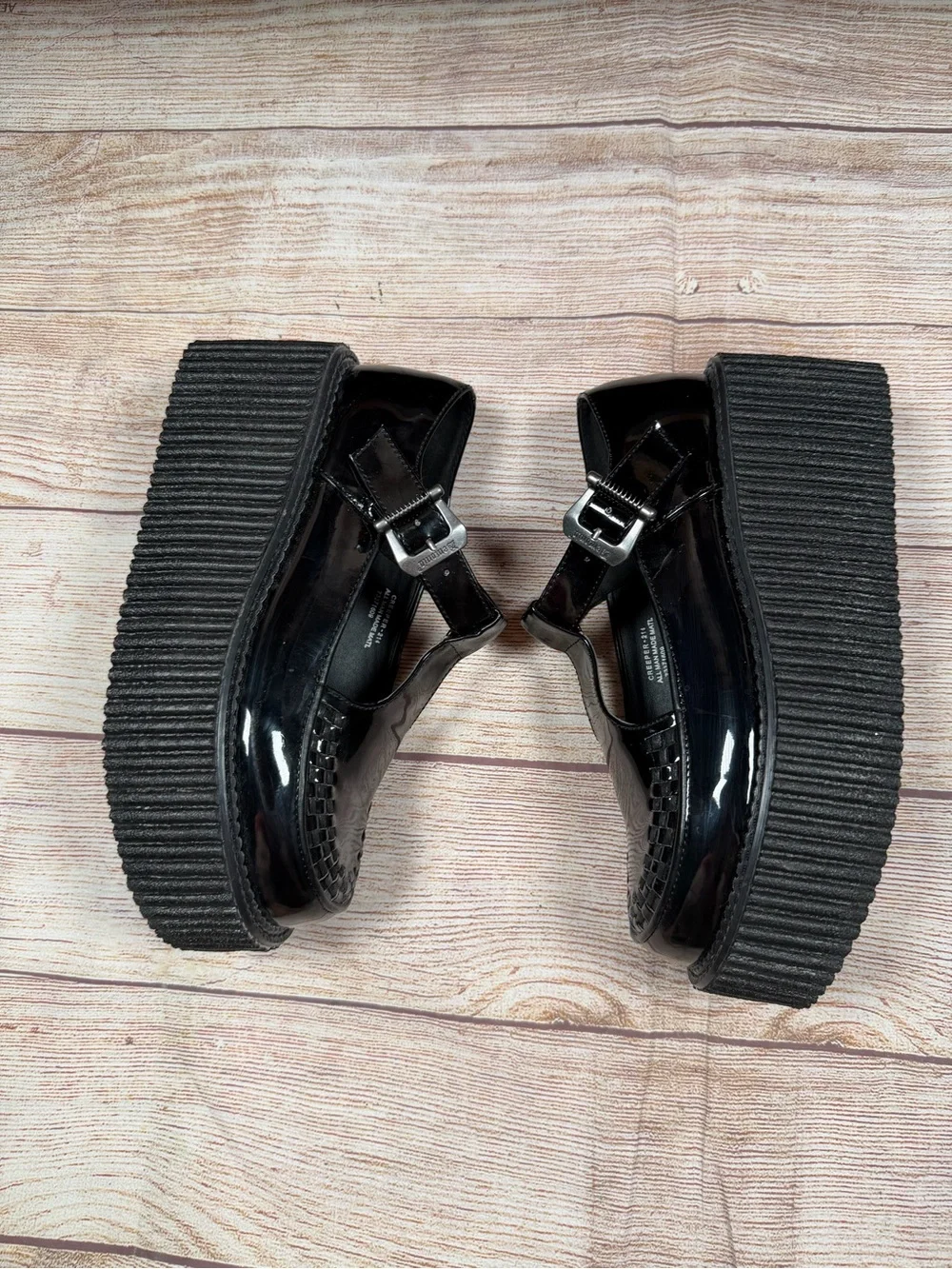 Demonia Mary Jane Glossy Black Patent 3in Platform Creeper-214 - Goth